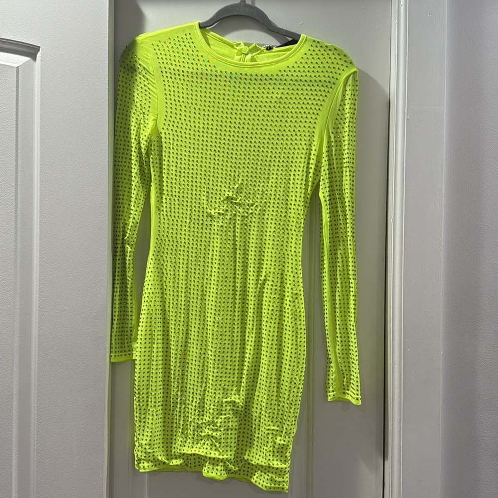 NWT Mew Mews Neriah Crystal‎ Embellished Mini Dress In Green - Picture 11 of 17